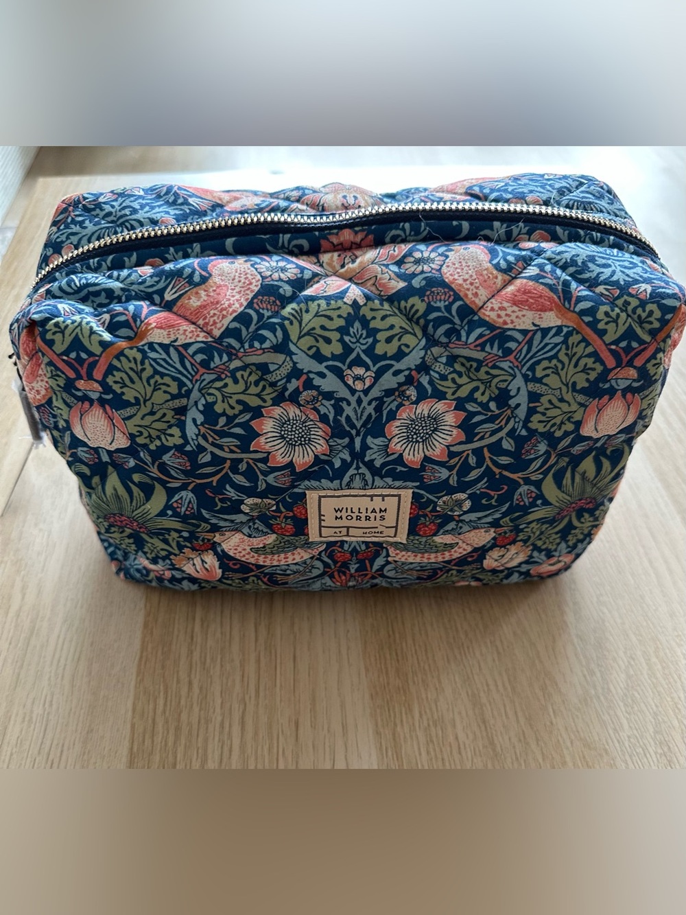 Morris & Co. William Morris Blue Quilted Cosmetic Bag Strawberry Thief
